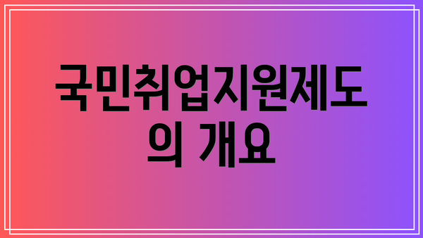 국민취업지원제도의 개요