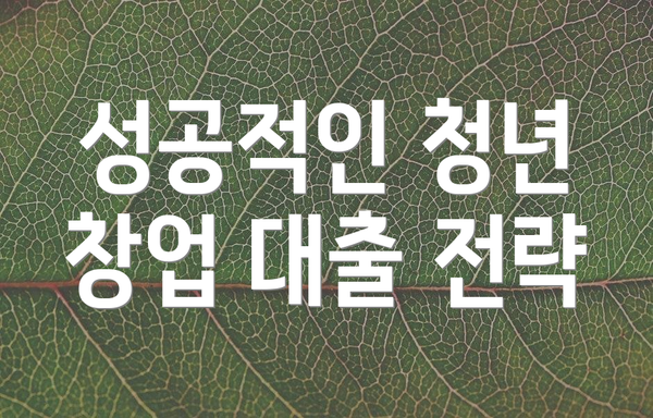 성공적인 청년 창업 대출 전략