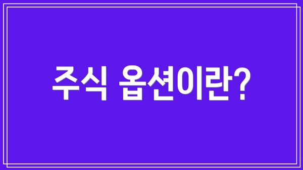 주식 옵션이란?