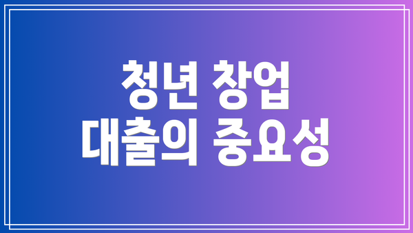 청년 창업 대출의 중요성
