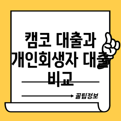 캠코 대출과 개인회생자 대출 비교