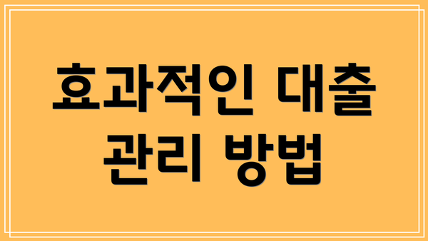 효과적인 대출 관리 방법