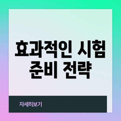 효과적인 시험 준비 전략