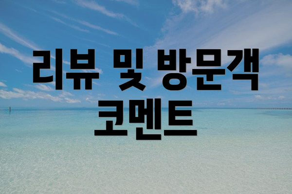 리뷰 및 방문객 코멘트