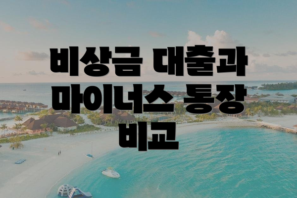 비상금 대출과 마이너스 통장 비교
