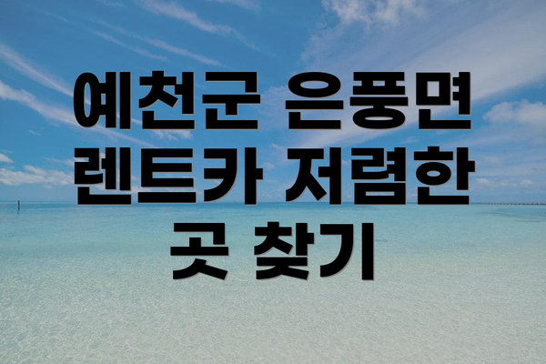 예천군 은풍면 렌트카 저렴한 곳 찾기