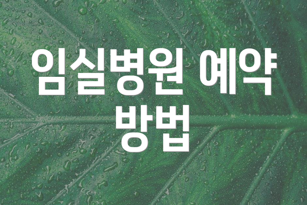 임실병원 예약 방법