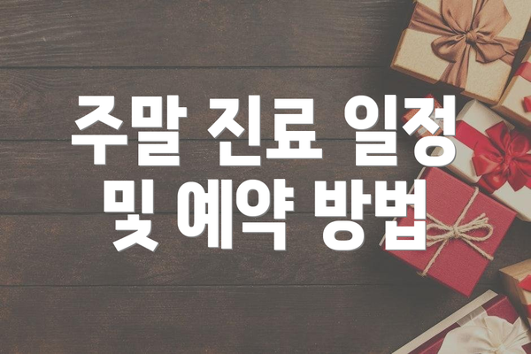 주말 진료 일정 및 예약 방법