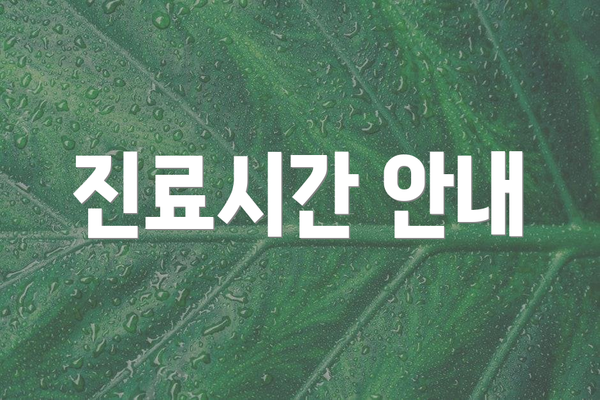 진료시간 안내