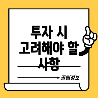투자 시 고려해야 할 사항
