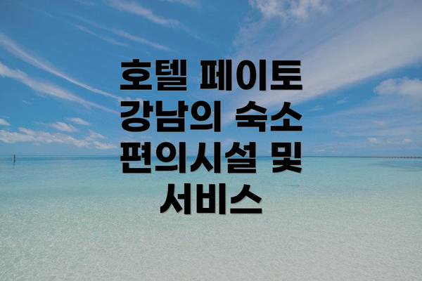 호텔 페이토 강남의 숙소 편의시설 및 서비스