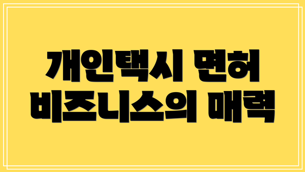 개인택시 면허 비즈니스의 매력