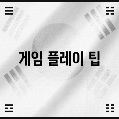 게임 플레이 팁