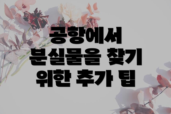 공항에서 분실물을 찾기 위한 추가 팁