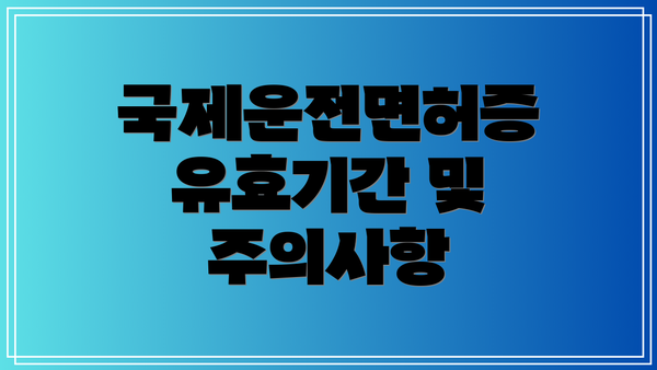 국제운전면허증 유효기간 및 주의사항