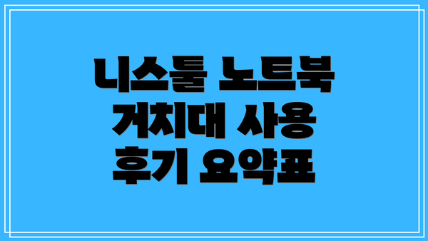 니스툴 노트북 거치대 사용 후기 요약표