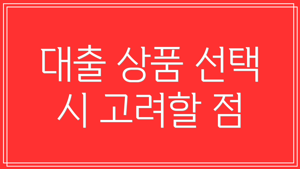 대출 상품 선택 시 고려할 점