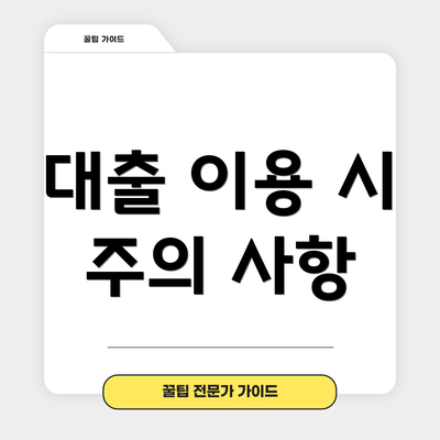 대출 이용 시 주의 사항