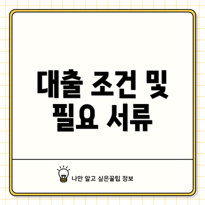 대출 조건 및 필요 서류