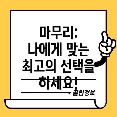 마무리:  나에게 맞는 최고의 선택을 하세요!