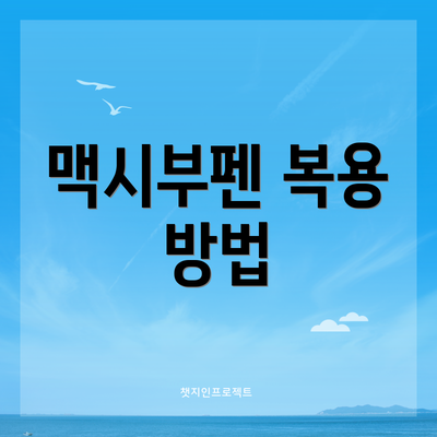 맥시부펜 복용 방법