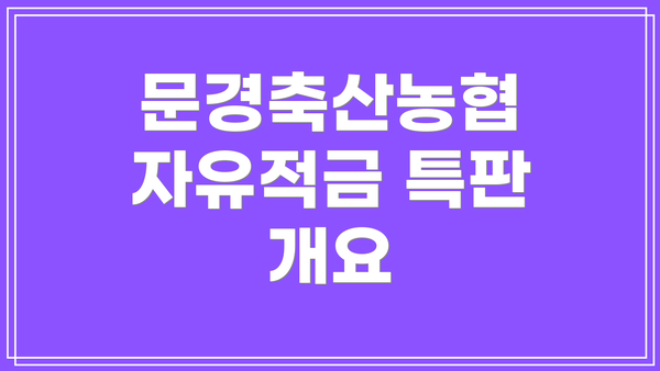 문경축산농협 자유적금 특판 개요