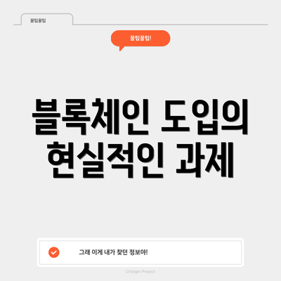 블록체인 도입의 현실적인 과제