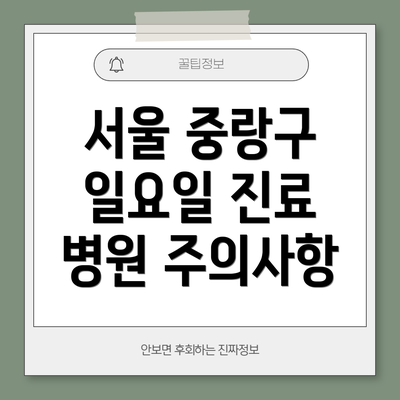 서울 중랑구 일요일 진료 병원 리스트