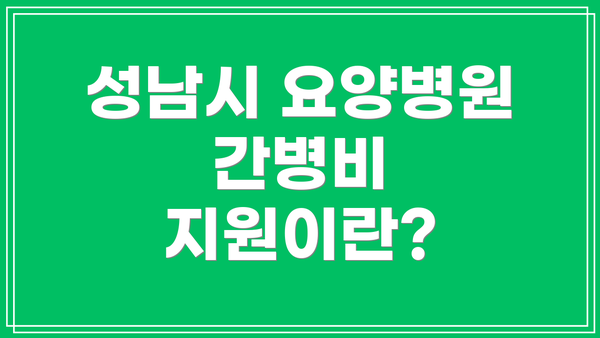 성남시 요양병원 간병비 지원이란?