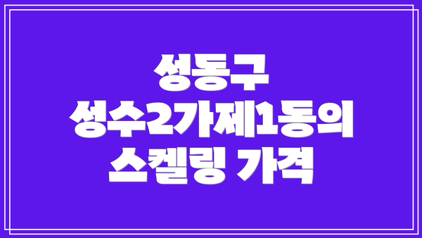 성동구 성수2가제1동의 스켈링 가격