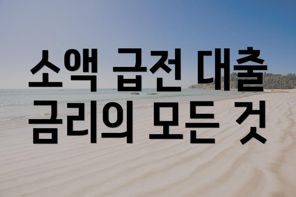 소액 급전 대출 금리의 모든 것