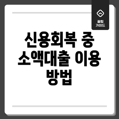 신용회복 중 소액대출 이용 방법