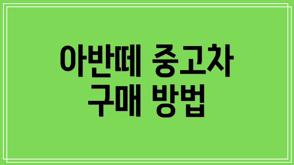 아반떼 중고차 구매 방법
