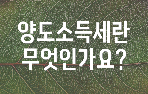 양도소득세란 무엇인가요?