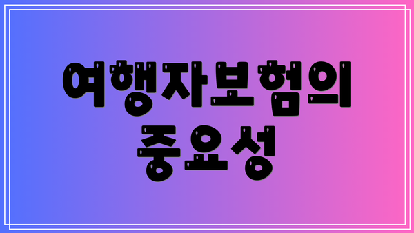 여행자보험의 중요성