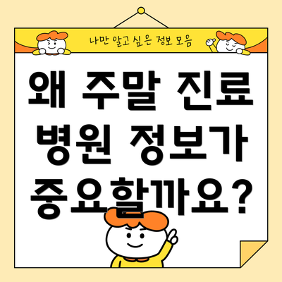 왜 주말 진료 병원 정보가 중요할까요?