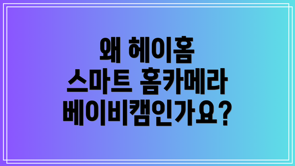 왜 헤이홈 스마트 홈카메라 베이비캠인가요?