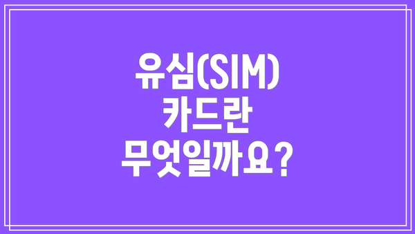 유심(SIM) 카드란 무엇일까요?