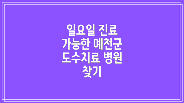 일요일 진료 가능한 예천군 도수치료 병원 찾기