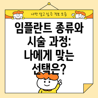 임플란트 종류와 시술 과정: 나에게 맞는 선택은?