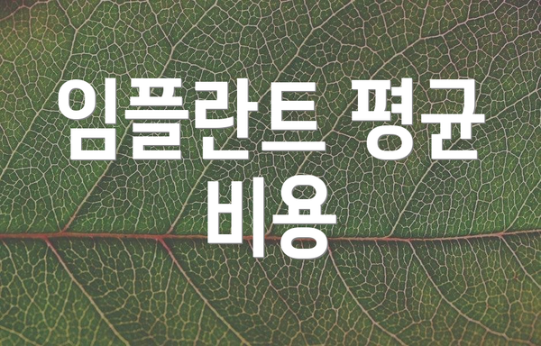 임플란트 평균 비용