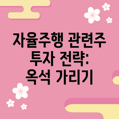 자율주행 관련주 투자 전략: 옥석 가리기