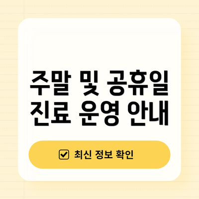 주말 및 공휴일 진료 운영 안내