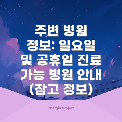 주변 병원 정보: 일요일 및 공휴일 진료 가능 병원 안내 (참고 정보)