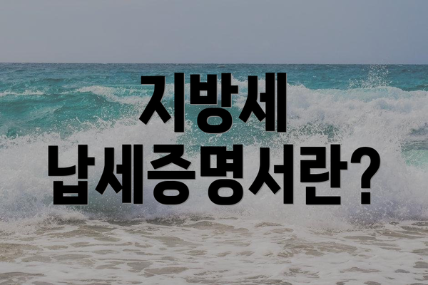 지방세 납세증명서란?