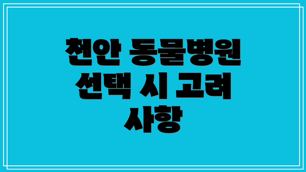 천안 동물병원 선택 시 고려 사항
