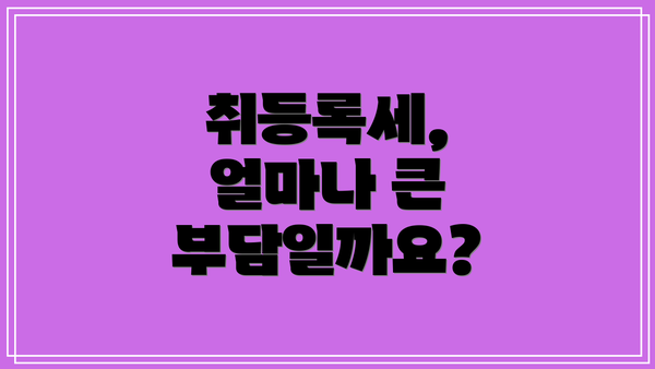 취등록세, 얼마나 큰 부담일까요?