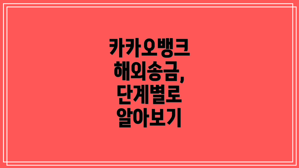 카카오뱅크 해외송금,  단계별로 알아보기
