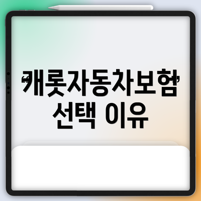 캐롯자동차보험 선택 이유