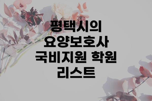 평택시의 요양보호사 국비지원 학원 리스트